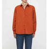 Women's Vertical Striped Shirt - Loose Long-Sleeve Button-Up Blouse with Asymmetric Hem, Office Commuter Style