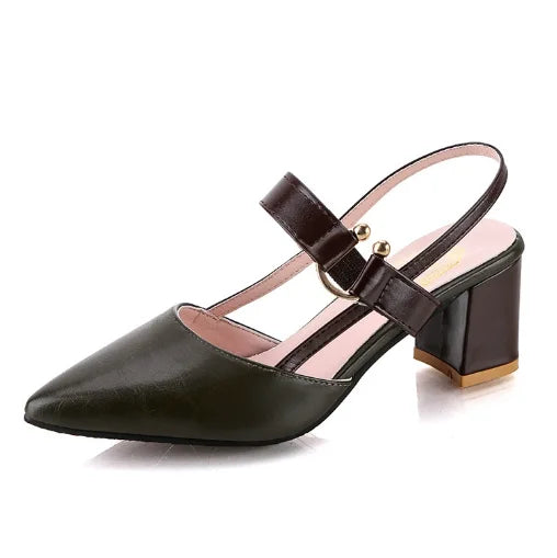 Gladiator Cutout Mary Jane Pumps Round Toe Mid Block Heel (3-5 cm) Strappy Hollow Heels for Women