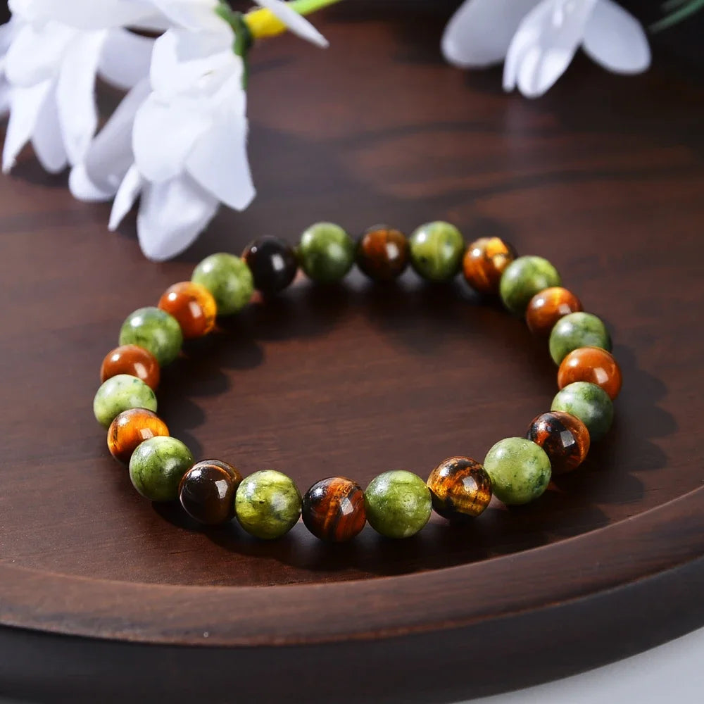 Natural Stone Beaded Bracelet - Unisex Healing, Anxiety Relief, Protection & Self-Love Jewelry