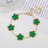 Adjustable Stainless Steel Five-Flower Clover Bracelet for Women Gold Rose Gold Silver