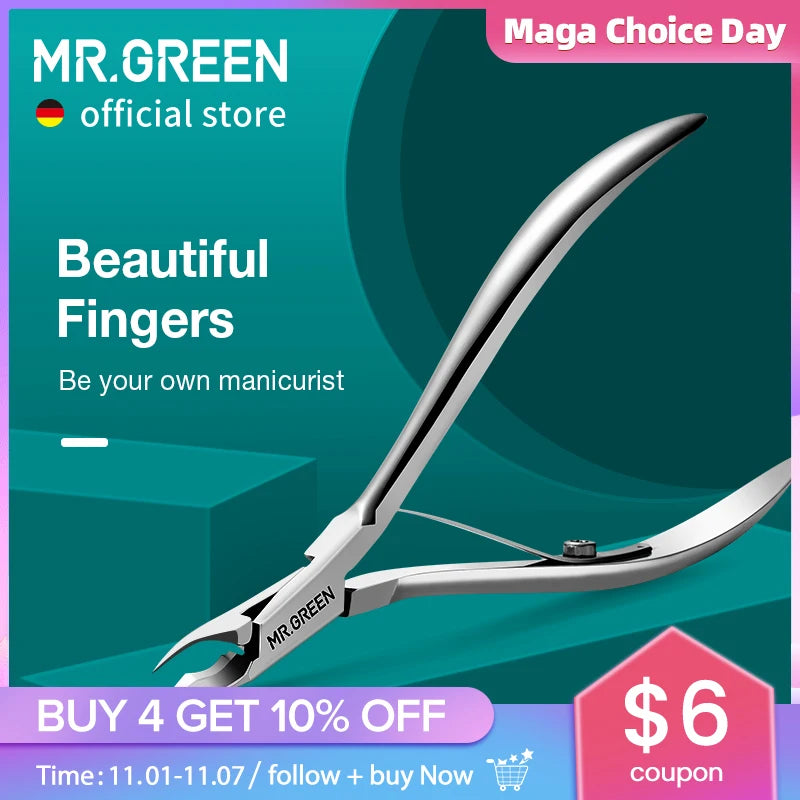 MR.GREEN Professional Stainless Steel Cuticle Nipper & Manicure Scissors — Precision Cuticle Trimmer and Pusher Tool