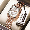 POEDAGAR Women’s Stainless Steel Quartz Watch – Rectangle Dial, Water-Resistant 3ATM with Date & Gift Box