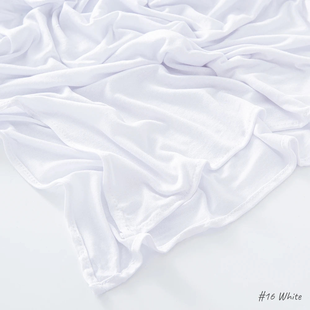 Jersey Hijab Scarf 170 x 60 cm (67 x 24 in) - Stretchy Cotton-Spandex Long Shawl | 29 Solid Colors Muslim Headscarf Turban Wrap