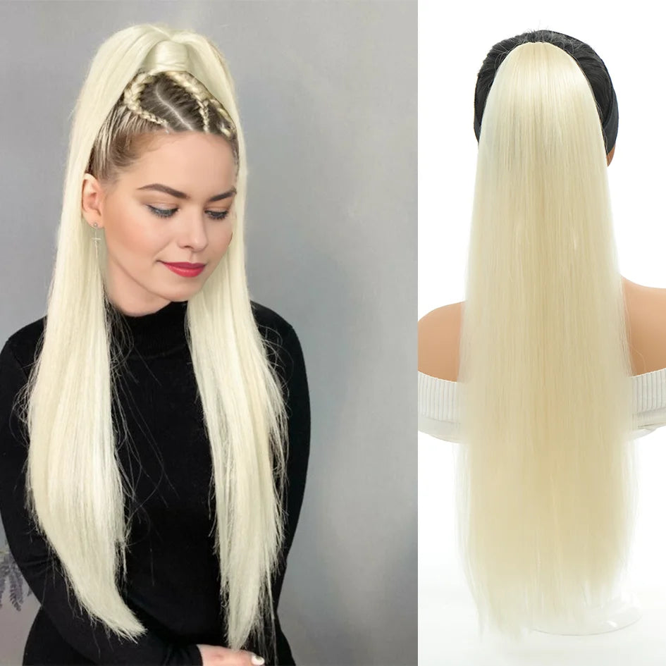 Synthetic Long Straight Ponytail Wig 18-32 Inch (45-81 cm) Headband or Elastic Wrap Hair Extension