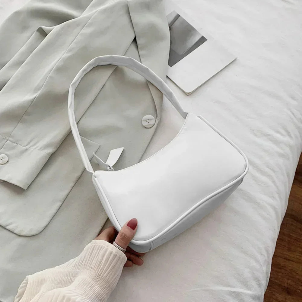 Retro Soft PU Leather Small Underarm Shoulder Bag with Top Handle for Women