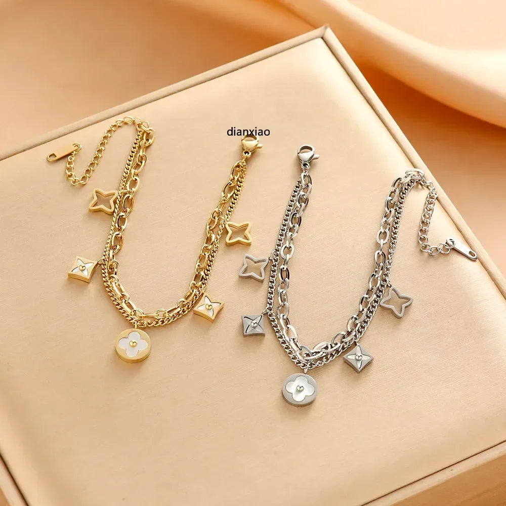 Japanese Korean Titanium-Style Stainless Steel Bracelet for Women - Hypoallergenic Chain Link Fashion Bracelet