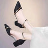 Women’s Black Pointed-Toe Mary Jane Pumps – PU Upper, EVA Insole, 3–5 cm (1.2–2.0 in) Square Heel – Party & Wedding Shoes