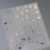 Gold Snowflake & Snowman 3D Self-Adhesive Christmas Nail Stickers with Rhinestones, 10.3 x 8 cm (4.06 x 3.15 in) Sheet
