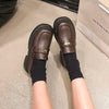 Vintage British Penny Loafers - Comfortable Slip-On Flats for Women, College Casual