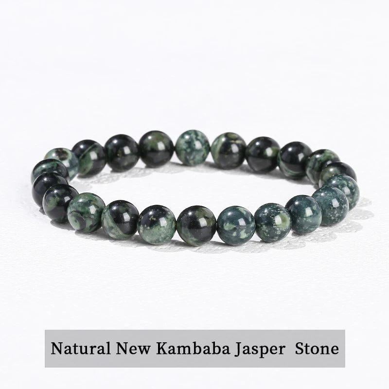 Natural Stone Beaded Bracelet 6/8/10mm — Obsidian Fluorite Quartz Jasper Stretch Yoga Bracelet for Women & Men