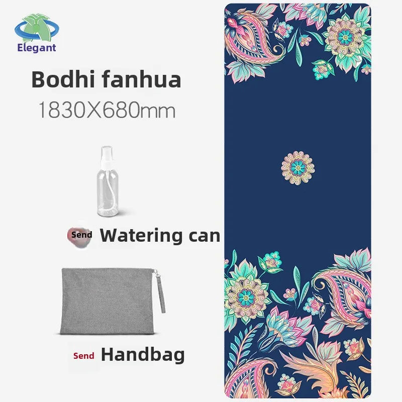 Suede Chamois Yoga Mat 183 x 68 cm (72 x 26.8 in) - Portable Foldable Non‑Slip Exercise Mat for Yoga, Dance & Jump Rope