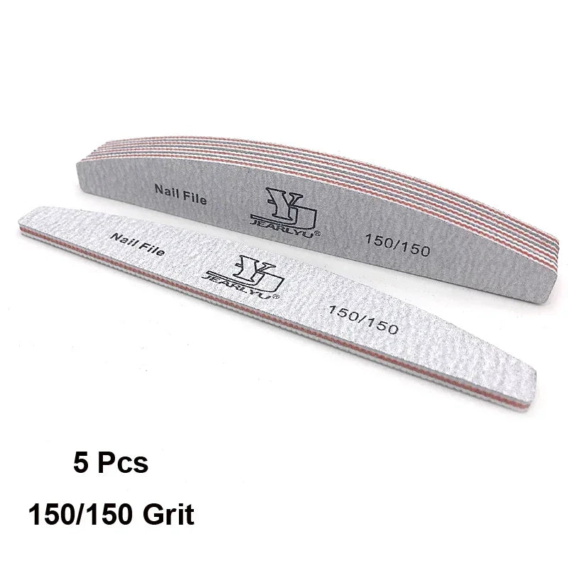 5-Pack Multi-Grit Nail Files 80/100/150/180/240 Grit Acrylic Manicure Buffers with Cuticle Remover, Mixed Colors - 7.0 in (17.8 cm)