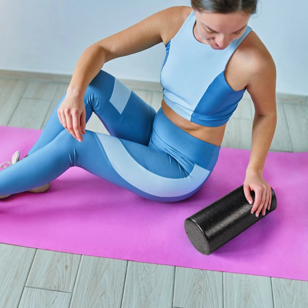 12-Inch (30 cm) High-Density Solid Core Foam Roller — Deep Tissue Back & Leg Massage for Yoga, Pilates & Exercise