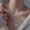Shiny Butterfly Double Layer Pendant Necklace for Women - Delicate Clavicle Chain Fashion Jewelry Gift