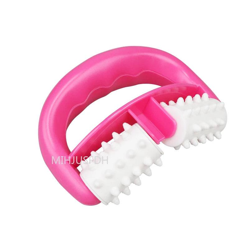 Handheld D-Shaped Double Roller Anti-Cellulite Massager — Slimming Tool for Face, Legs & Body