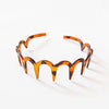 Korean Brown Resin Wave Headband - Zigzag Toothed Hair Comb for Women & Girls