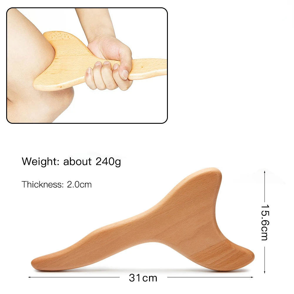 Wood Therapy Massage Roller and Gua Sha - Wooden Anti-Cellulite Slimming Massager for Body, Back & Feet