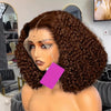 13x4 Lace Front Deep Wave Bob Wig – Brazilian Remy Human Hair, Short Chocolate Brown (4–16 in / 10–41 cm)
