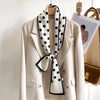 Women's Silk-Feel Printed Long Narrow Scarf 12 x 148 cm (4.7 x 58.3 in) - 50+ Colors | Headband & Shawl