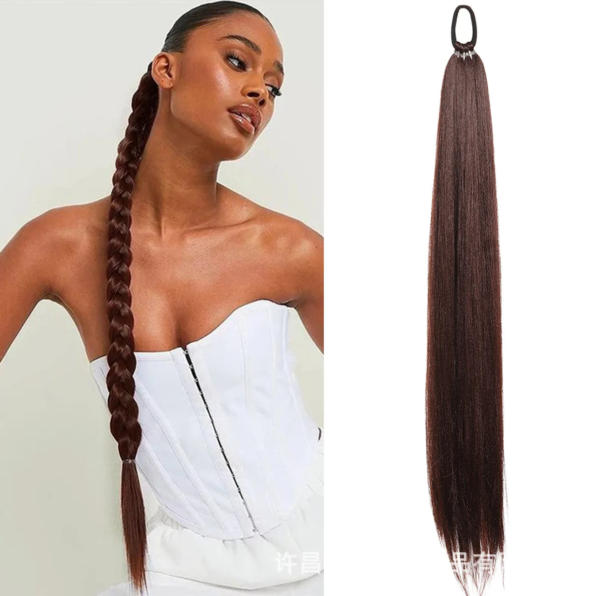 28 Inch Synthetic Straight Ponytail With Elastic Hair Rope Hair Extensions Fashionable For Daily Use Party Hair Accessories