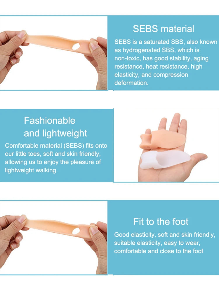 2-Pack Silicone Toe Spacer Gel Separators for Bunion Relief – Large Toe Aligners for Hallux Valgus & Toe Correction