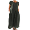 Women's Casual O-Neck Short Sleeve A-Line Ankle-Length Dress, Loose Office Spring/Summer Polyester