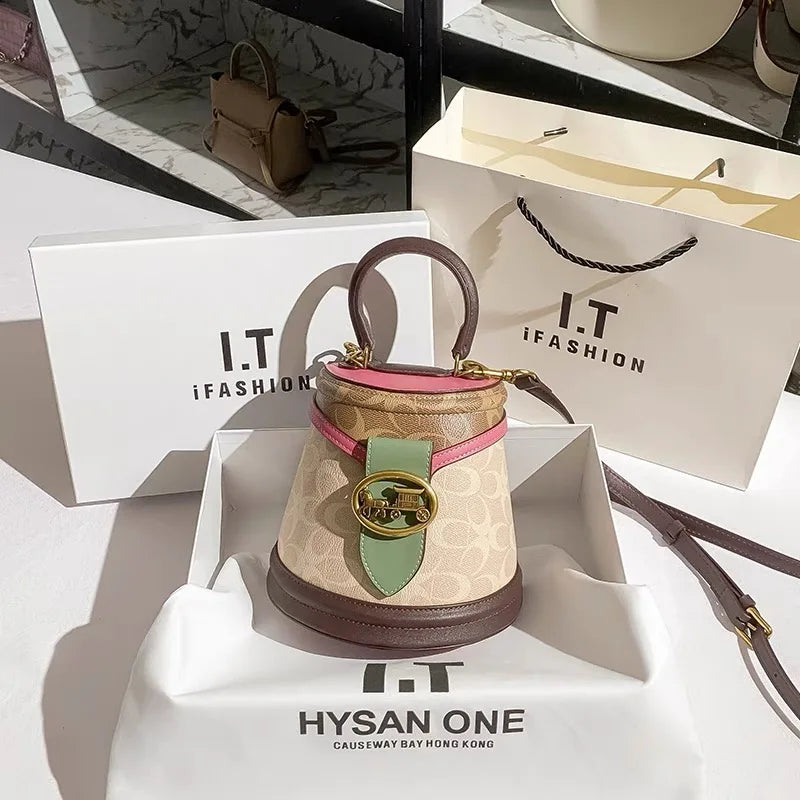 Minimalist Contrast Color Small Box Crossbody Bag for Women High-End Portable Satchel