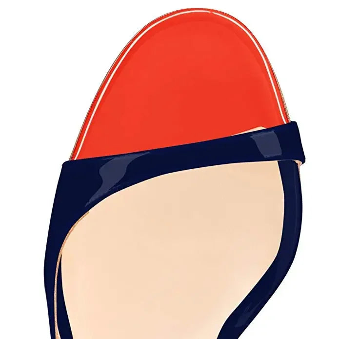 Black Patent Leather Peep-Toe Stiletto Pumps with Red Lining, 12 cm (4.7 in) Heel, Plus Size EU 33-46