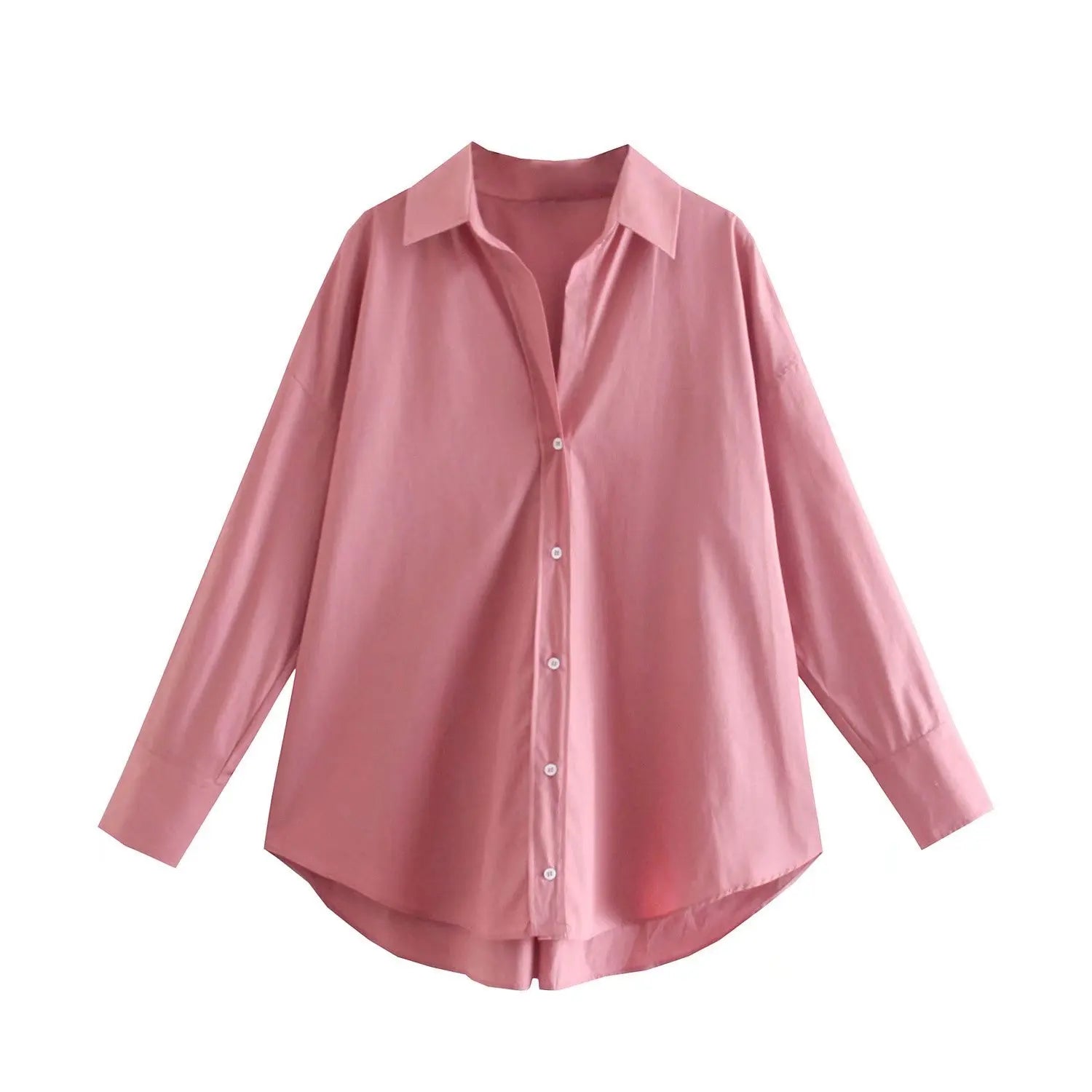 MUJER Women's Multicolor Button-Up Poplin Shirt – Oversized Long-Sleeve Summer Casual Blouse