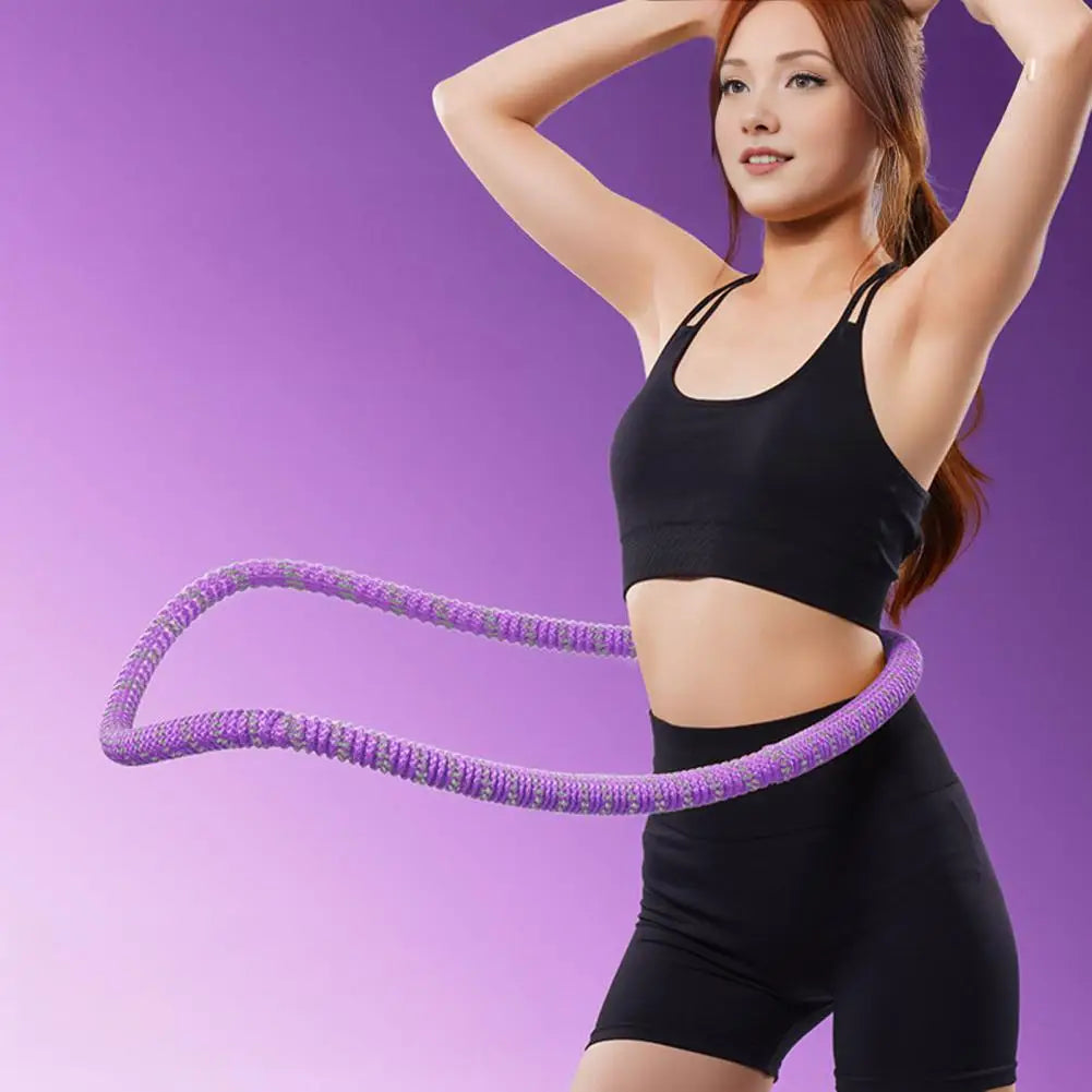 Soft Spring Fitness Hoop for Adults – 200 cm (78.7 in) Polyester-Covered Lightweight Portable Hula Hoop, Silent Waist & Core Trainer