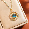 Starry Sky Moon Pendant Necklace - Gold or Silver Metal with Zircon Accents, Snake Chain Layer Necklace for Women