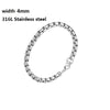 316L Stainless Steel Cuban Figaro Chain Bracelet, Unisex Vintage Punk K-Pop Link Bracelet