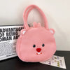 Kawaii Loopy Plush Shoulder Bag Pink Cartoon Beaver Large Capacity Anime Tote for Women and Girls