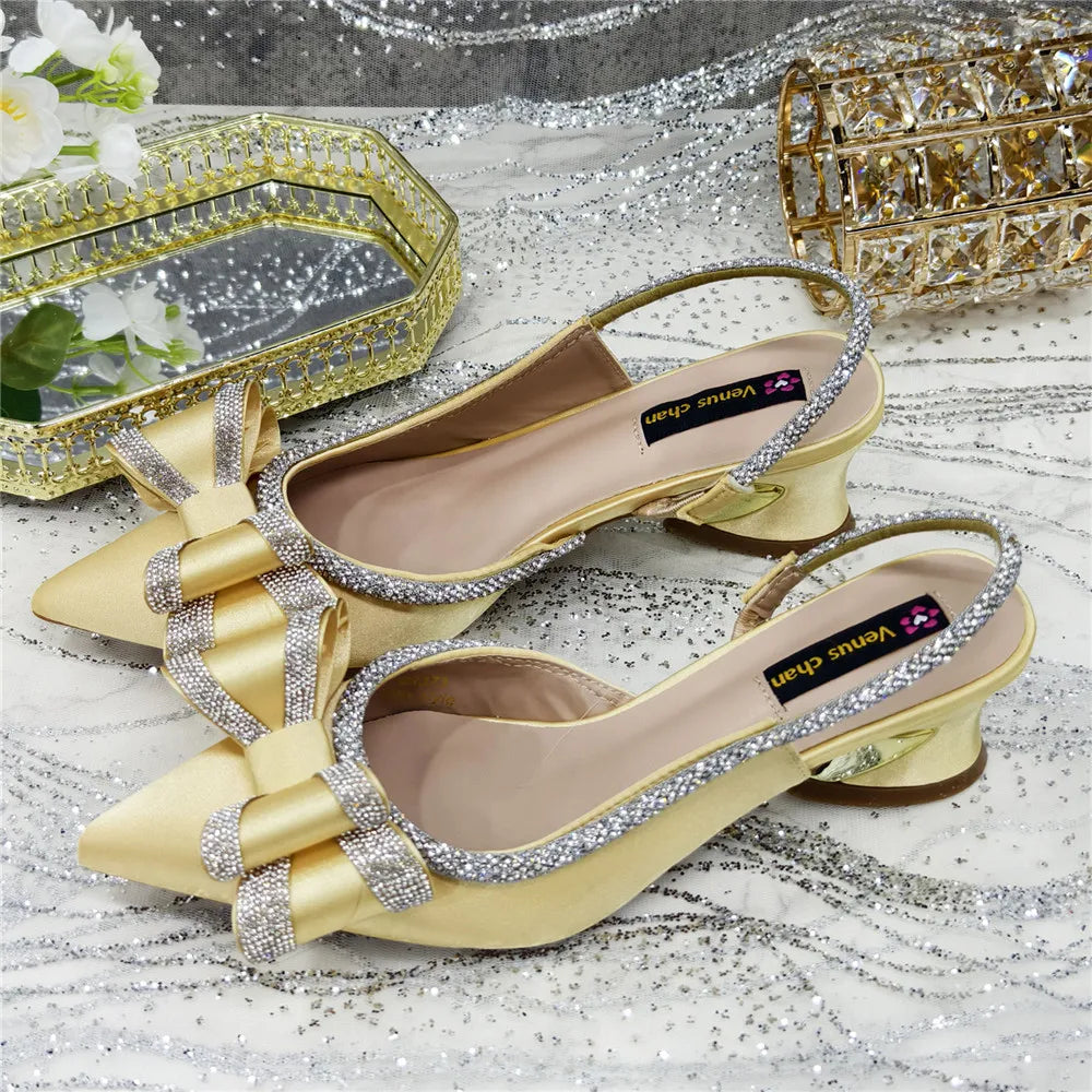 Elegant African-Inspired High Heel Chain Slingback Sandals for Women – Party & Wedding Pumps