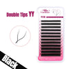 YY Shape Premade Volume Fan Faux Mink Lashes - Fox Eye Black/Brown, 8–15 mm (0.31–0.59 in), 12-Line, 2D/3D