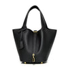Genuine Soft Cowhide Bucket Bag – Small Leather Handbag (H 19 cm / 7.5 in) – Luxury Commuter Gift for Women