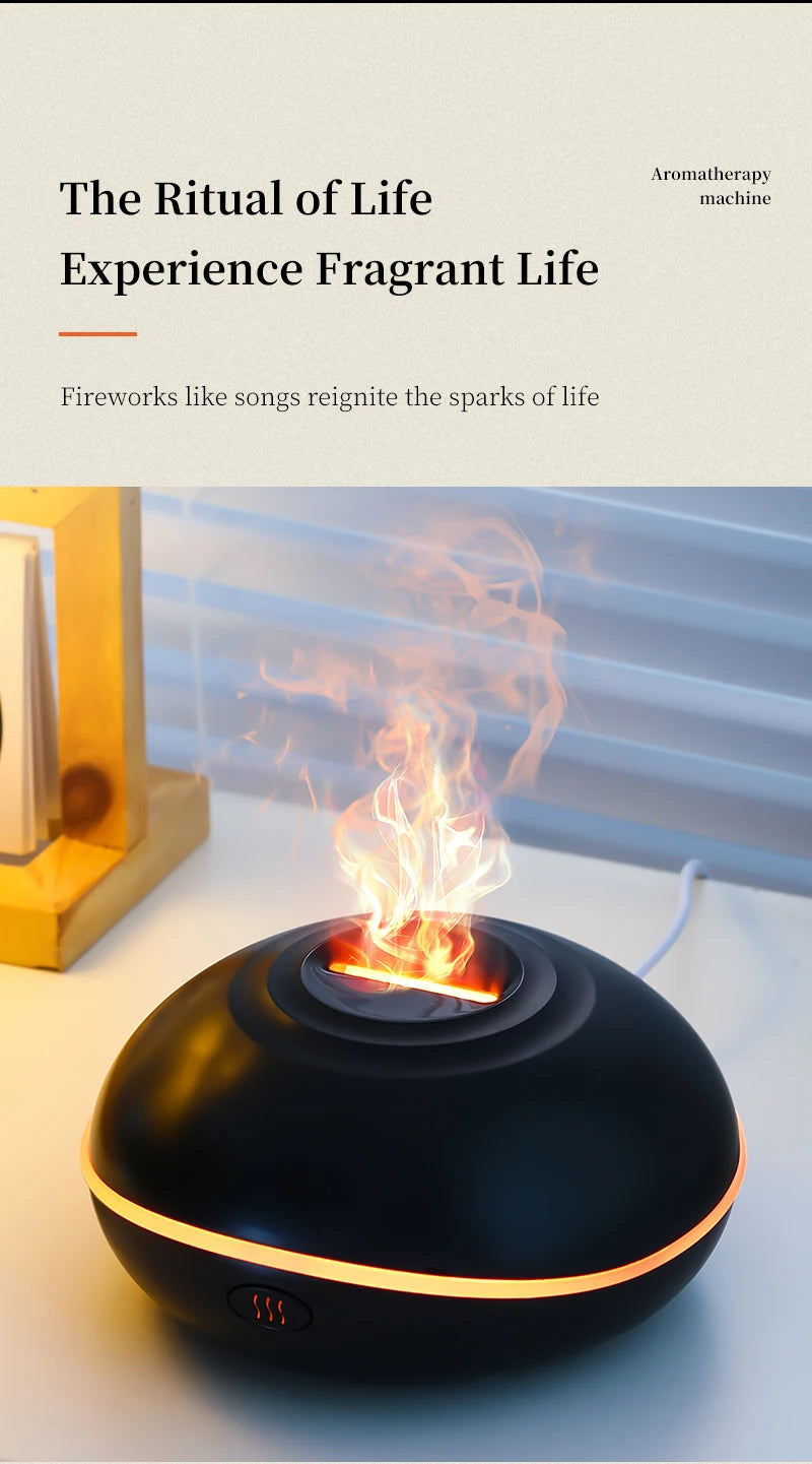 Portable 200ml (6.8 fl oz) USB Aroma Diffuser & Essential Oil Lamp — Mini Air Humidifier with Color Flame Night Light