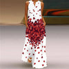 Women's Vintage Printed Boho Maxi Dress - V-Neck Sleeveless A-Line Summer Beach & Party Dress