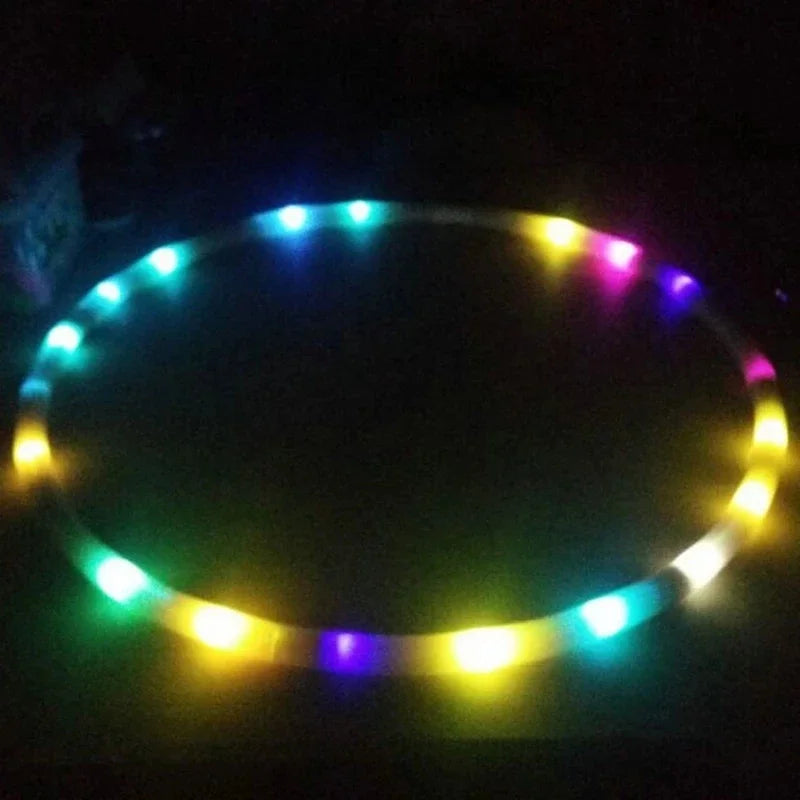 LED Flashing Fitness Hula Hoop 90 cm (35.4 in) 7-Color Portable Weighted Exercise Hoop for Waist & Core