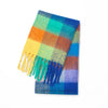 Women's Winter Thick Plaid Pashmina Scarf - Soft Polyester Shawl Wrap, 175+ cm (69+ in) Fuzzy Tassel