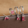 4-Piece Cubic Zirconia Flower Hoop Earrings Set - 18K Gold Plated Stainless Steel, 8 mm (0.31 in) Hoops for Women