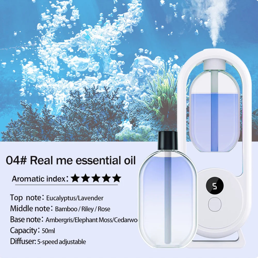 Rechargeable Portable Aroma Diffuser – Essential Oil Aromatherapy Air Freshener with 5 Timed Spray Modes