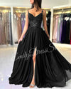 Green Satin Evening Gown with Applique Halter V-Neck Backless Formal Ball Dress