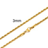 Twisted Rope Chain Necklace for Men & Women — Stainless Steel, 16–36 in (40–91 cm), 2–5 mm, Gold or Silver
