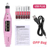 Portable USB Electric Nail Drill Machine – 6-Color Nail Polisher & Sander for Manicure Pedicure, 20,000 RPM, Includes 6 Drill Bits & Sanding Bands