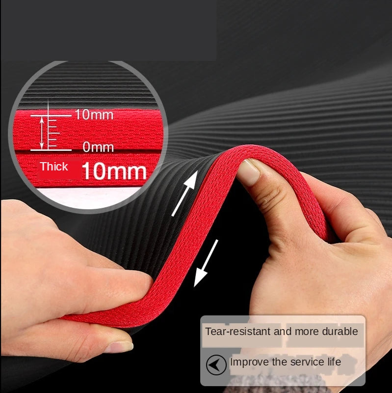 YECOKISO 10mm Extra Thick Yoga Mat - 72 x 24 in (183 x 61 cm) TPE Non-Slip Odor-Free Exercise & Pilates Mat with Carry Strap