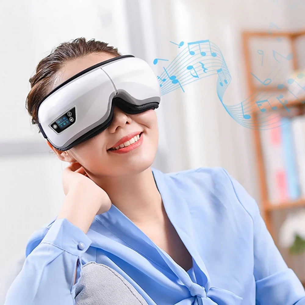 Bluetooth Airbag Vibration Eye Massager – Rechargeable 4-Mode Music & Heat Therapy for Eye Fatigue