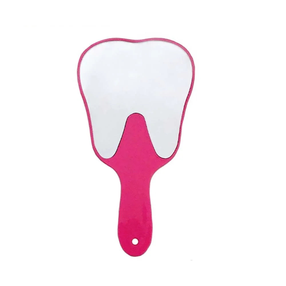 Unbreakable PVC Tooth-Shaped Hand Mirror with Handle - Dental Exam & Makeup Mirror, 24.5 x 13.5 cm (9.6 x 5.3 in) - Assorted Colors