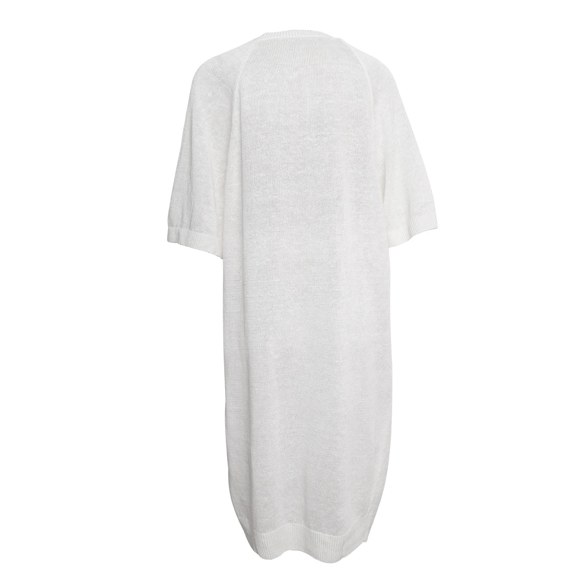 Luxury Women's Summer Linen Knit Dress – 100% Linen Loose Knee-Length O-Neck Casual Dress