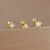 3-Pack 14K Gold-Plated Stainless Steel Crown Stud Earrings for Women with Crystal Zircon — Horse Eye Design
